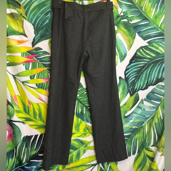 White House Black Market 6 Grey Grid Belted Pleat BootCut Preppy City Work Pants - Picture 3 of 9